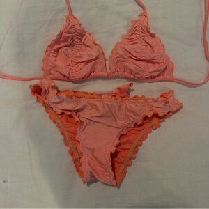 Ruffled Pink Bikini Set